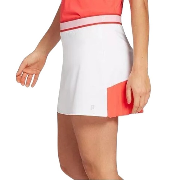 Prince Pleated Tennis Skirt in White/Coral - Picture 7 of 14